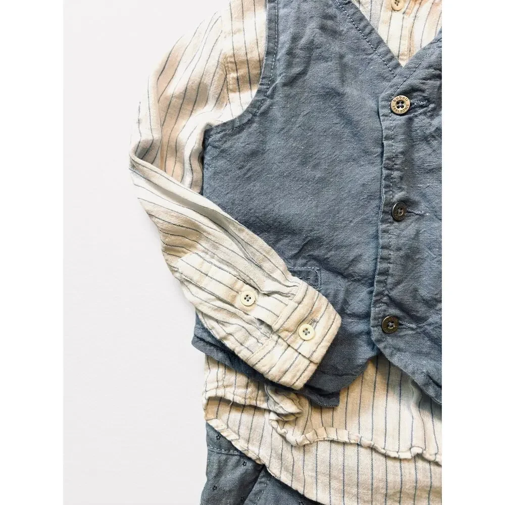 Boboli 3 Piece Linen Blend Shorts Set, Size 4